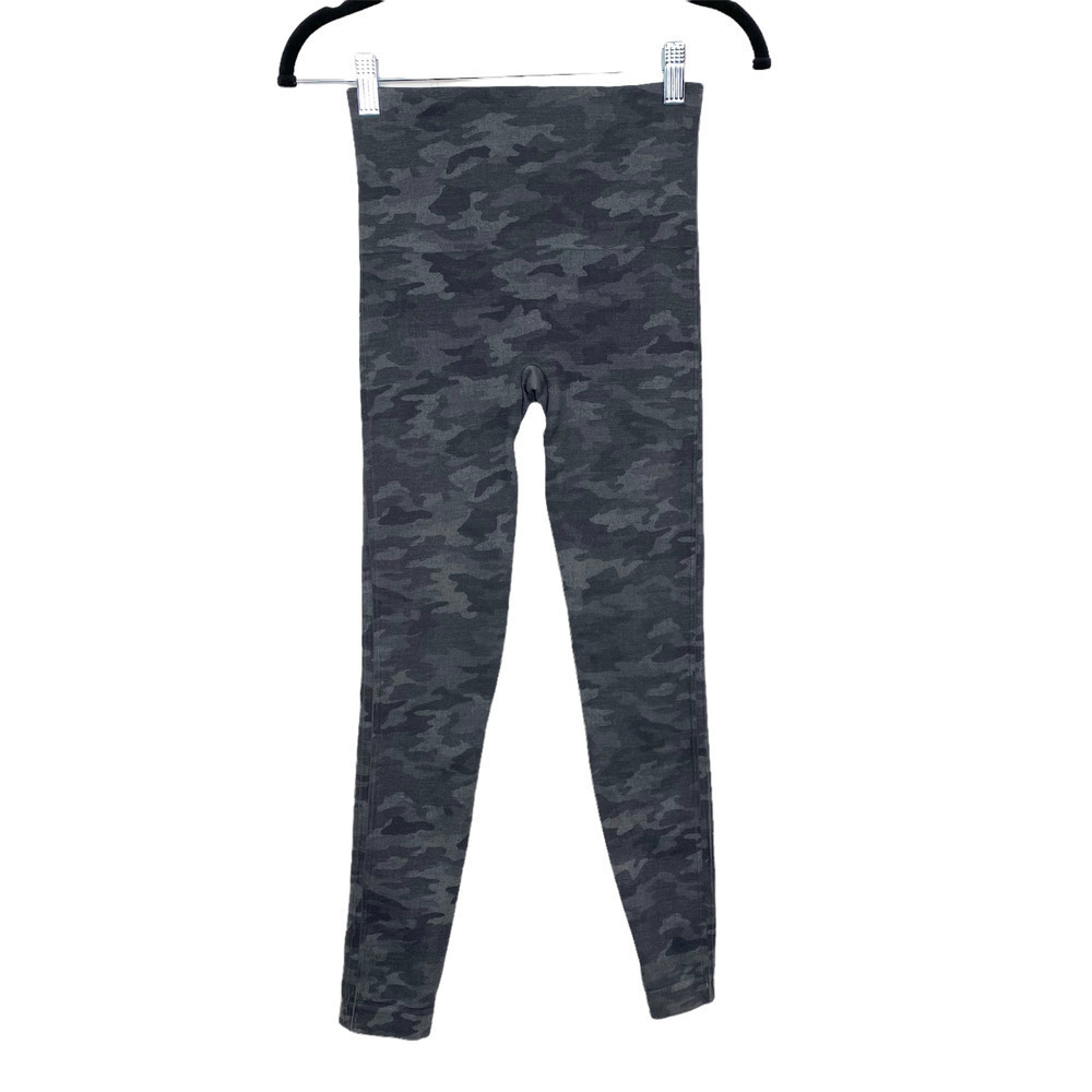 Spanx High Rise Camo Seamless Cropped Leggings Women's Size Small Black Gray